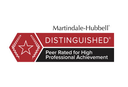 Martindale-Hubbell DISTINGUISHED Peer Rated for High Professional Achievement