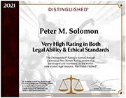 Martindale Hubbell Distinguished, Very High Rating in Both Legal Ability and Ethical Standards